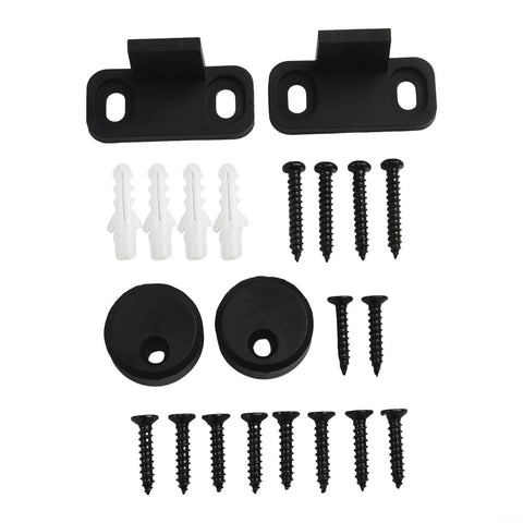 24 Inch Rail Set Sliding Barn Door Hardware Kit With No Fuss Heavy Duty Carbon Steel Tracks Big Shape Pulleys For Whisper Quiet Glide Black Finish Supports Up To 100 Lbs Easy DIY Cabinet Door Installation tools and screws