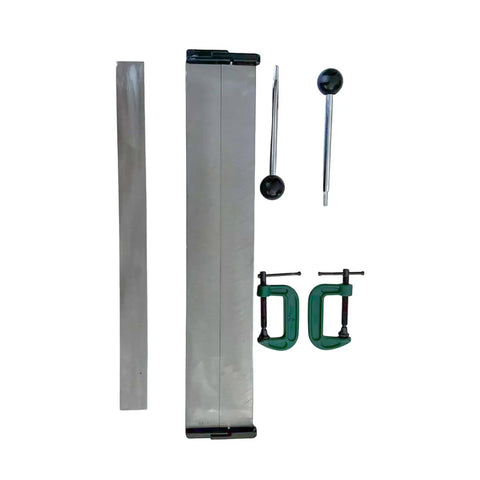 18-Inch Sheet Metal Bender With 18-Gauge Capacity, Heavy-Duty Portable Brake components including dual handles and clamps.