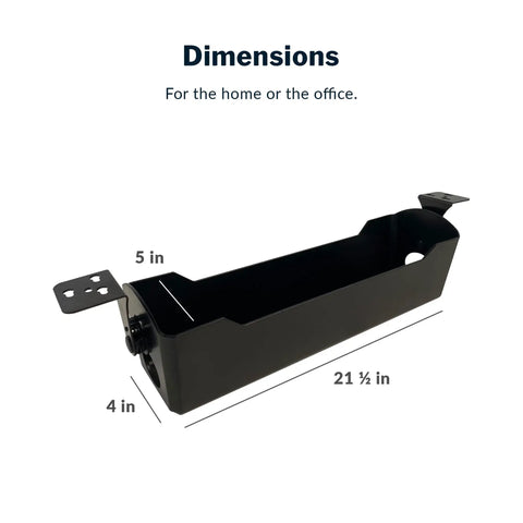 Under Desk Cable Management Tray For Sit Stand Desks, Keeps Cords Tidy And Out Of The Way, 21.5x5x4 inches, Black