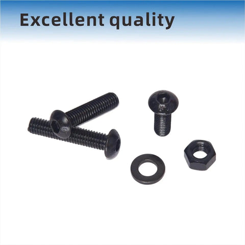 150Pcs M6 Button Head Socket Cap Screws Bolts Nuts Washer Set 10.9 Grade Alloy Steel Black Oxide Fully Threaded
