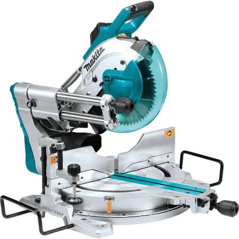 10 Inch Dual Bevel Sliding Compound Miter Saw With Laser For Accurate Cuts, Crown Molding Capacity Up To 6-5/8 Inches Nested, 12 Inch Miter Capacity, 5-1/4 Inch Vertical Cut, Linear Ball Bearing System And Direct Drive Gearbox By Makita LS1019L, front view