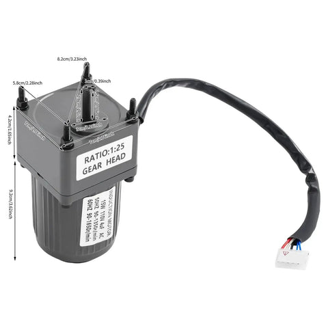 15W 110V AC Gear Motor with Variable Speed Controller, 54 RPM, 1:25 Gear Reduction, Single Phase for DIY Projects