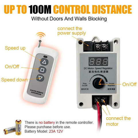Remote controller and motor speed regulator for Compact Mini Reciprocating Linear Actuator With Adjustable Stroke From 1.18 To 6 Inches, DC 24V.