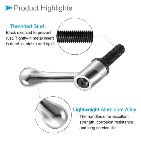 Clamping Lever Handles With M12 40mm Thread For Precise Quick Release Adjustments Locking Rotating Bolts Durable Silver Tone