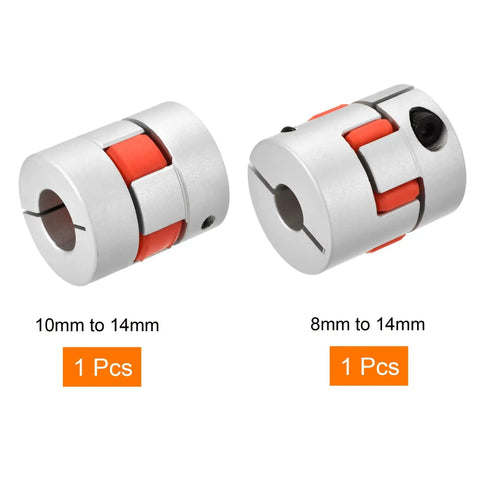 Plum Shaped Flexible Shaft Coupling 8mm To 14mm Or 10mm To 14mm Bore Aluminum Alloy Body With Polyurethane Sleeve for Servo Motors