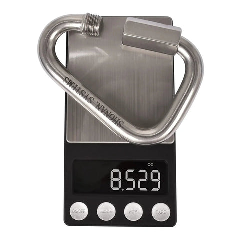 Large 4.1 Inch Triangle Quick Link Made From Marine Grade Stainless Steel 316 Heavy Duty Rigging Connector shown on scale