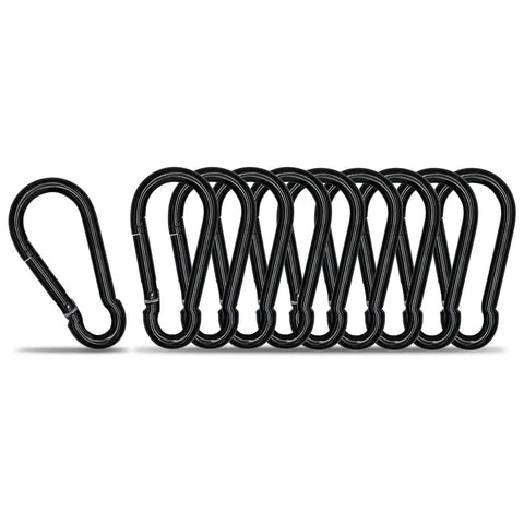 1.57 Inch Heavy Duty Carabiner Clip Hook Set Of 10 Black Spring Snap Hooks Keychain For Outdoor Camping Hiking Durable Carbon Steel