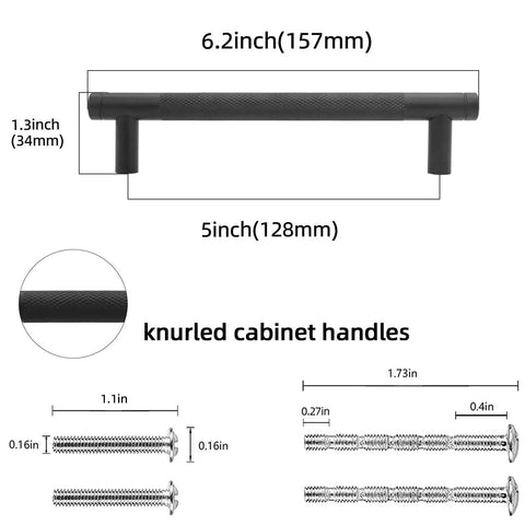 10 Pack 5 Inch Matte Black Kitchen Cabinet Handles Knurled Cabinet Pulls For Cabinets And Drawers Durable Metal Construction