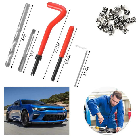 25 Pcs M6 X 1.0mm Helicoil Thread Repair Kit Stainless Steel For Cars And Trucks Universal Auto Hand Tool Set Vehicle Repair Inserts