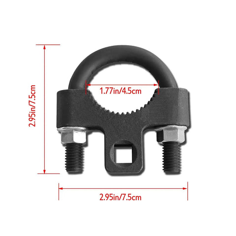 Inner Tie Rod Removal Tool With Non Slip Teeth Low Profile U Wrench Carbon Steel front view with dimensions shown