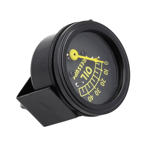 Oil Pressure Gauge 50LB 9N9273A compatible with Ford tractors and Allis Chalmers Massey Ferguson, black casing, side view.