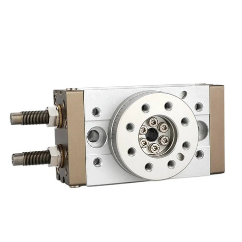 MSQB rotary pneumatic air cylinder high-type rack-and-gear actuator, side view with gear head and mounting holes