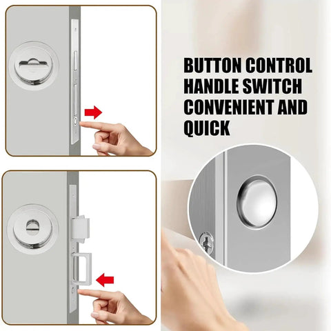 Demonstration of Pocket Door Hardware With Pull Recessed Door Handle Lock For Furniture Invisible Sliding Door Lock Handle Silver