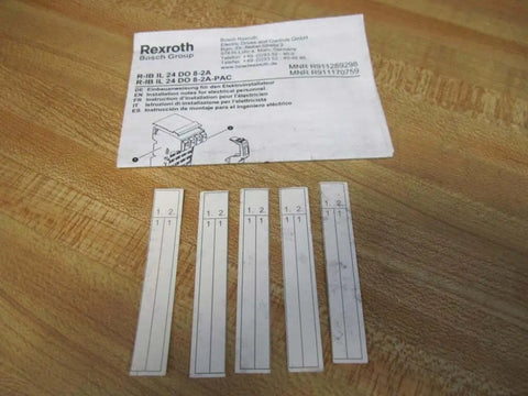 Instruction sheet and components for pack of 8 in-line digital output interface units, 24 VDC 2 A, 8-channel industrial I/O modules.