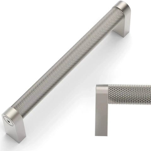 10 Pack Brushed Satin Nickel Knurled Cabinet Pulls With 5 Inch Hole Centers For Kitchen Cabinets Durable Handles Hardware Smooth Glide