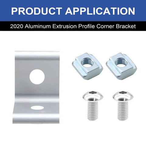 24 Pack 2020 Corner Bracket Connectors For 20x20 Aluminum Extrusion with T Nuts and Screws, Wrench Included, Silver DIY Hardware Kit