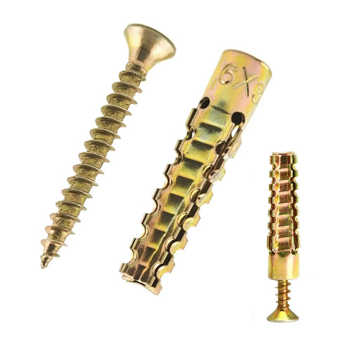 30 Packs Heavy Duty Hollow Wall Anchors With Screws 6x32mm Tree Shape Expanding Drywall Anchors for drywall, concrete, wood.