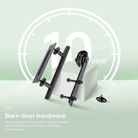 Double 24 By 84 Inch Glass Barn Doors With 48 Inch Width Eight Foot Hardware Kit And Handle Included metal hardware display