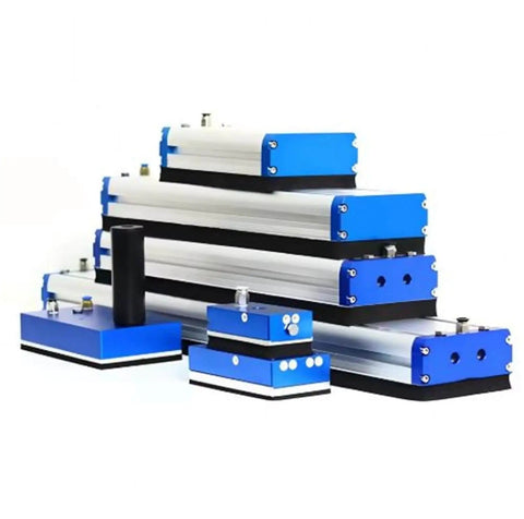 Stack of blue and silver Robot Arm Gripper With Integrated Vacuum Generator And Built In Check Valves For No Hassle Reliable Suction