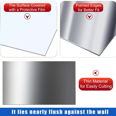 2 Pcs 304 Stainless Steel Sheets 12 X 6 X 0.018 Inch Non Magnetic Flat Metal Sheets details with protective film and edges