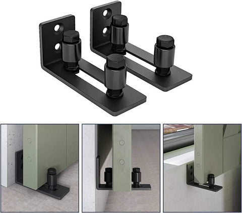 Sliding Barn Door Bottom Floor Guide Roller Set, Black, Quiet And Smooth Operation, Adjustable For Tight Fit, 2 Rollers Shown
