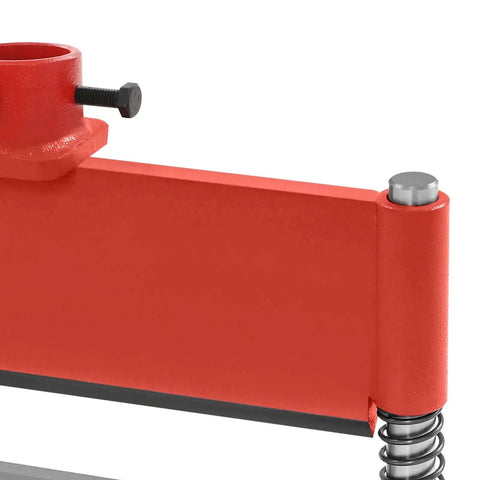 Hydraulic Press Brake Attachment 12 Inch Metal Bending Tool For 12 To 20 Ton Heavy Duty Shop Ready Dual Spring Design in red.