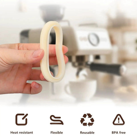 Hand holding a Two 54mm Silicone Steam Rings Replacement Gasket For 54mm Group Head Espresso Machines Easy Install Durable Food Grade Seals