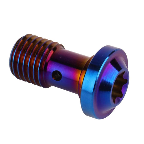 Titanium Banjo Bolts Beefy Yet Precise M10x20mm 1 To 1.25 Pitch Torx Head Brake Fitting Adapter Screw Burnt Blue 6Al4V