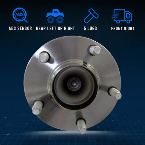 Front view of Wheel Hub And Bearing Assembly For Mazda CX7 2007 To 2012 Rear Left Or Right 5 Lug With ABS FWD Compatible OE Style