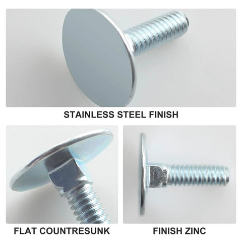 Elevator bolts, 1/4-20 x 1 in, zinc finish, flat countersunk head, 20 pcs