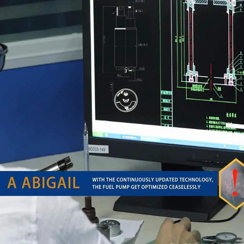 Engineer analyzing technical drawings for 255 LPH In Tank Fuel Pump Kit With High Flow Electric Pump Including Sending Unit.