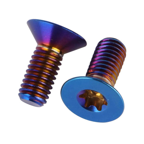 Top Notch Titanium Bolts 4 Piece Set M5 X 12mm Torx Head Countersunk Flat Burnt Blue Finish Grade 5 6Al 4V Alloy Corrosion