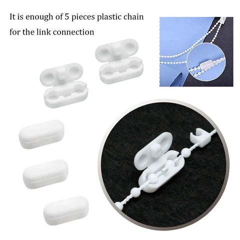 Close-up of Vertical Blind Bottom Chain Kit 20 Meters with 200 Clips and 5 Plastic Chain Connectors for 89 mm slats