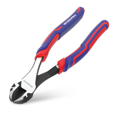 Eight Inch High Leverage Diagonal Pliers For Wire Cutting With Precision Bevel Edges And Built Tough Pro Grade Chrome Vanadium Steel Construction Perfect For Electricians And Hobbyists Workpro