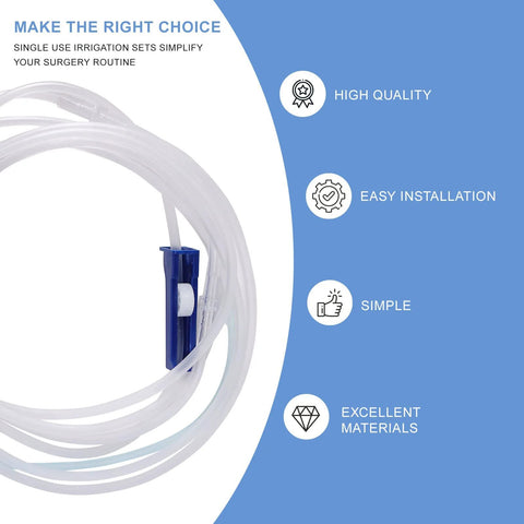 Dental implant irrigation tubing, clear disposable tubing with blue inline connector for W&H compatibility