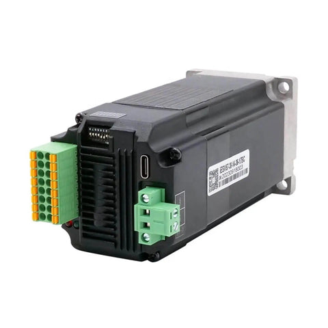High Speed 23 Small Bottom Wiring Servo Motor With Encoder for 3D Printers shown in close-up view with ports and wiring connectors visible.