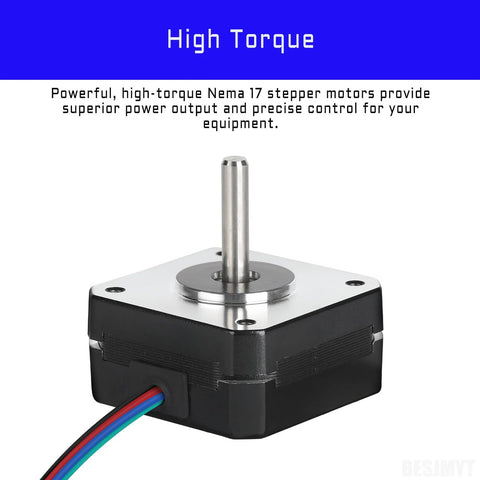 BESJMYT Nema 17 stepper motor with exposed shaft and four-wire cable for 3D printers and CNC machines