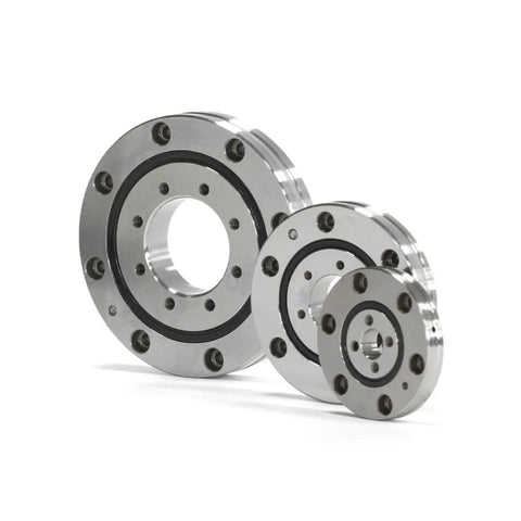 Three sizes of RU178 Cross Roller Bearing for CNC Machine Tool Rotary Tables and Industrial Robots, made of durable bearing steel.