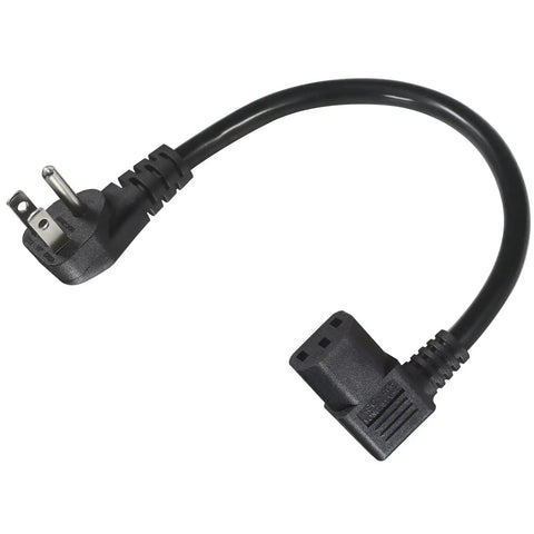 90 Degree Right Angle 1ft Power Cord NEMA 5-15P To IEC C13 Flat Plug 16AWG Angled AC Cable For PC Monitor TV Printer And Other 3 Prong Devices Black Fits Tight Spots