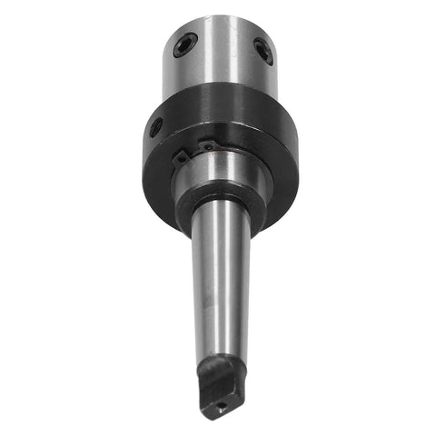 Front view of Arbor Morse taper drill sleeve adapter MT2-19.05mm, silver steel with black collar