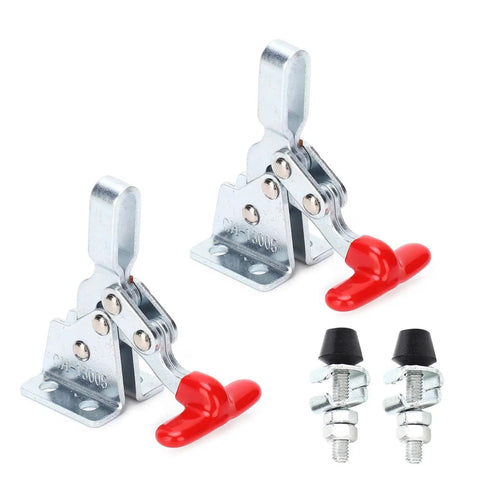 Quick Release Table Clamps Set, Heavy Duty Hold Down Toggle Clamps Pro Grade For Woodworking Jigs And Fixtures shown with bolts.