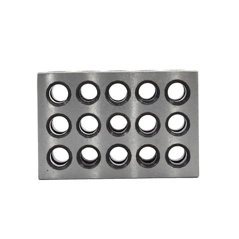 Front view of Parallel Block Set 1 X 2 X 3 With 23 Holes And 0.0003 Inch Machinist Tolerance For Milling Machines Hardened Steel
