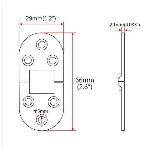 NRC&XRC marine-grade cast 316 SS door hinge pair, mirror-polished, 66mm x 29mm for boat/RV