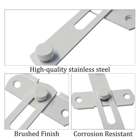 4 Pack 70mm 2.75 Inch Barn Door Latches With 180 Degree Flip Lock for sliding doors, stainless steel, side view