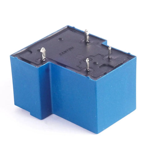 12V DC General Purpose Power Relay, 4 Pin Normally Open Form A, Miniature SPST Relay With High Switching Capability, blue casing.