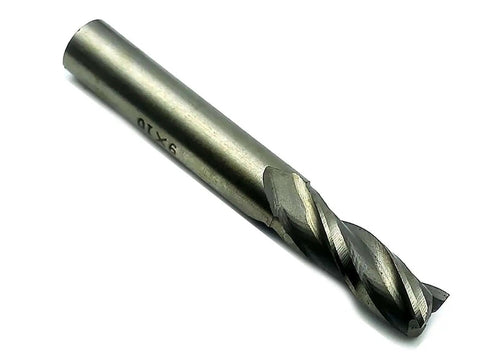 Single 9mm 3-flute HSS aluminum end mill from 3 Pack 9mm 3 Flute HSS Aluminum End Mill Cutter CNC Bit Set With 10mm Shank, 22mm Flute Length, 72mm Total Length For Precise Aluminum And Steel Milling, Pro Grade High Speed Steel End Mills For CNC Routers