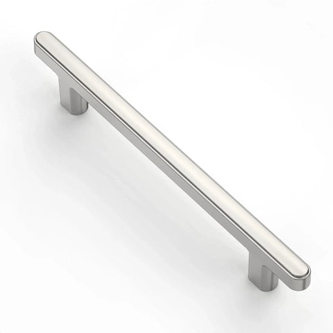 Brushed satin nickel cabinet pull with bar style, 5 inch center, from 10 Pack Brushed Satin Nickel Cabinet Pulls Bar Style 5 Inch 128mm Hole Centers Modern Kitchen Cabinet Handles For Cabinets Drawers Closets Wardrobes And Furniture.