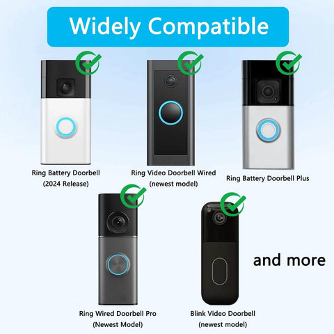 Compatibility chart for Six Piece Doorbell Replacement Screws Set for Blink and Ring Video Doorbells.