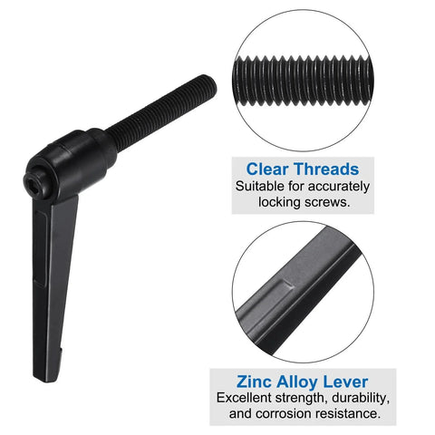 2 Pack Adjustable Lever Handles With M12 By 70mm Metric Male Thread Nuts And Washers Level Clamping Hand Stud Knobs