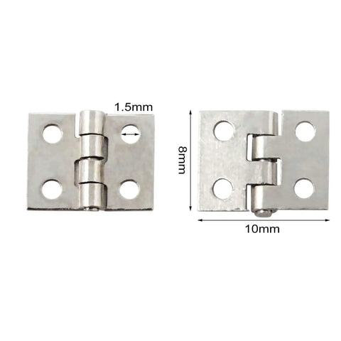 Miniature Dollhouse Hinges Set With 200 Screws For Tiny Cabinets Drawers And Jewelry Boxes Brass Hinges Silver Tone Finish 50 Count 8x10mm Holes 1.5mm